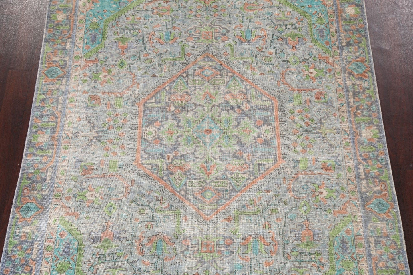 Muted Distressed Tabriz Persian Area Rug 6x9