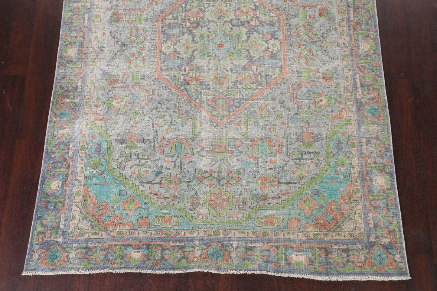 Muted Distressed Tabriz Persian Area Rug 6x9