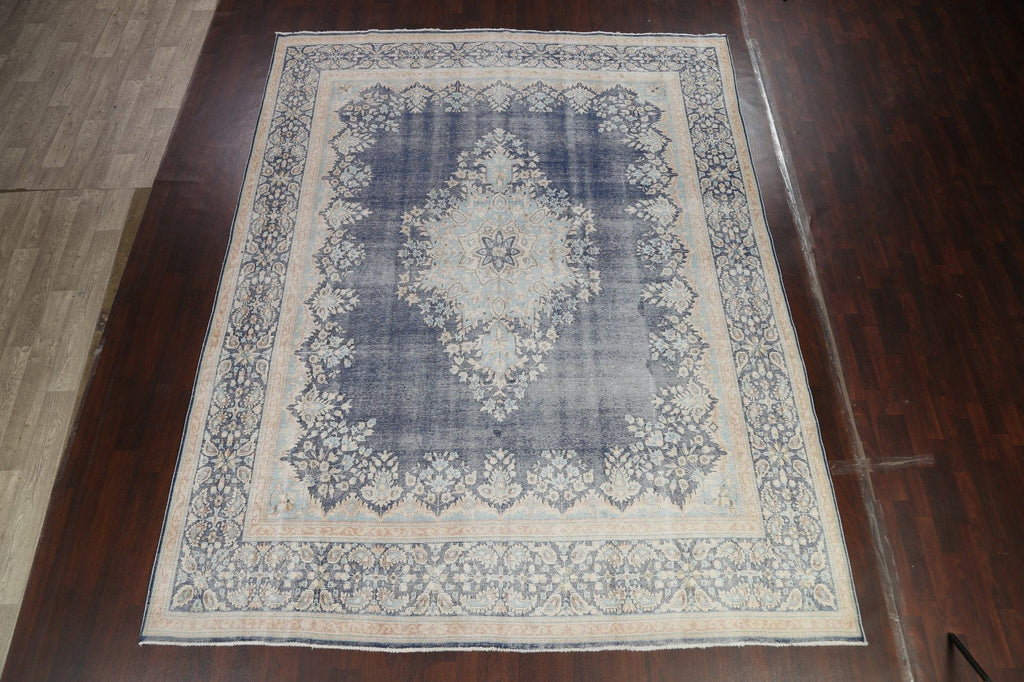 Muted Distressed Kerman Persian Area Rug 10x13