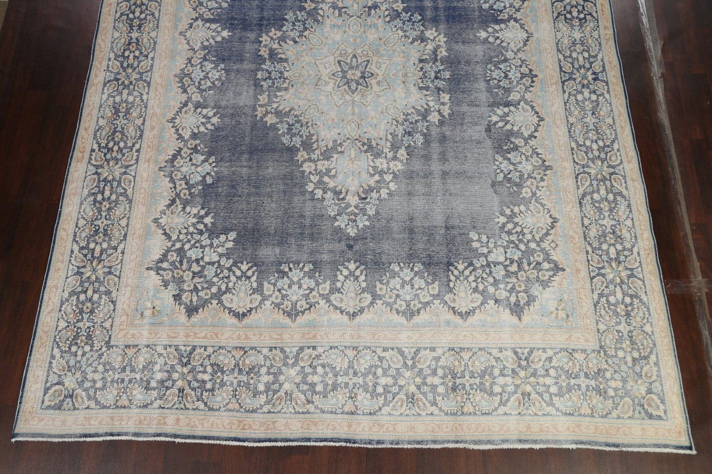 Muted Distressed Kerman Persian Area Rug 10x13