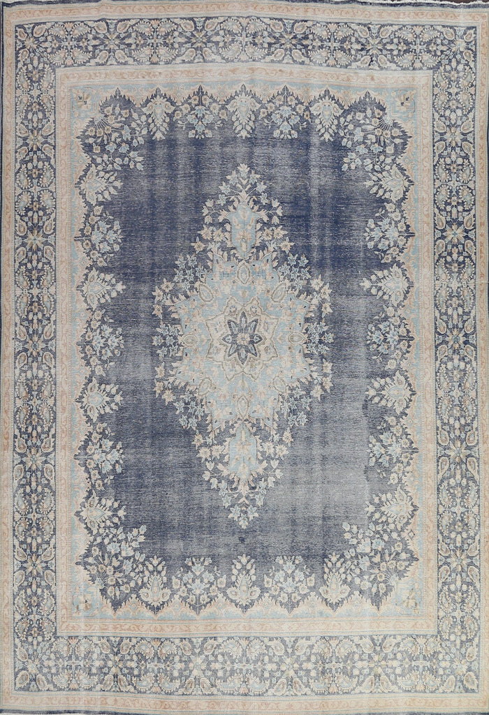 Muted Distressed Kerman Persian Area Rug 10x13