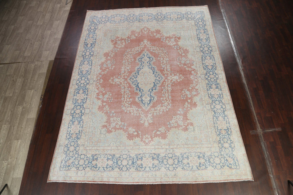 Muted Distressed Kerman Persian Area Rug 10x13