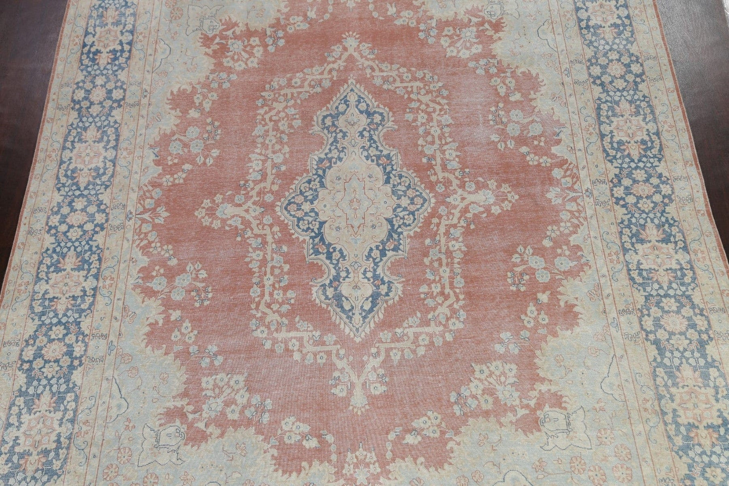 Muted Distressed Kerman Persian Area Rug 10x13