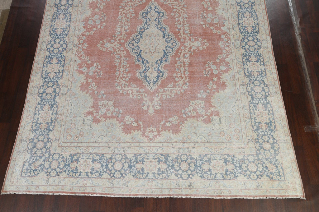 Muted Distressed Kerman Persian Area Rug 10x13