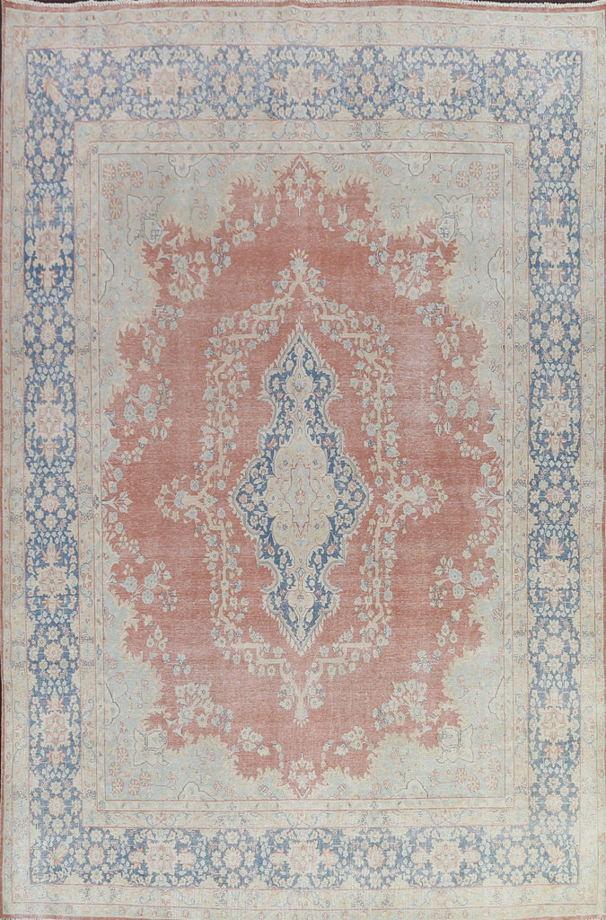 Muted Distressed Kerman Persian Area Rug 10x13