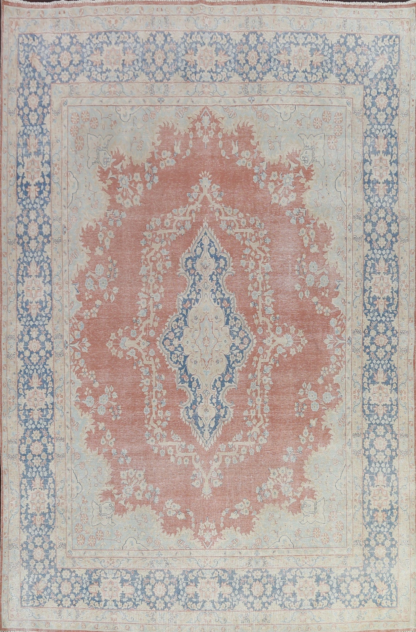 Muted Distressed Kerman Persian Area Rug 10x13