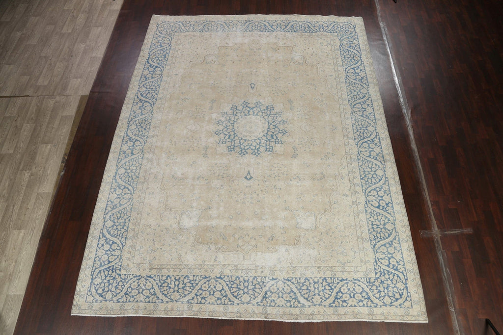 Muted Distressed Kerman Persian Area Rug 10x13