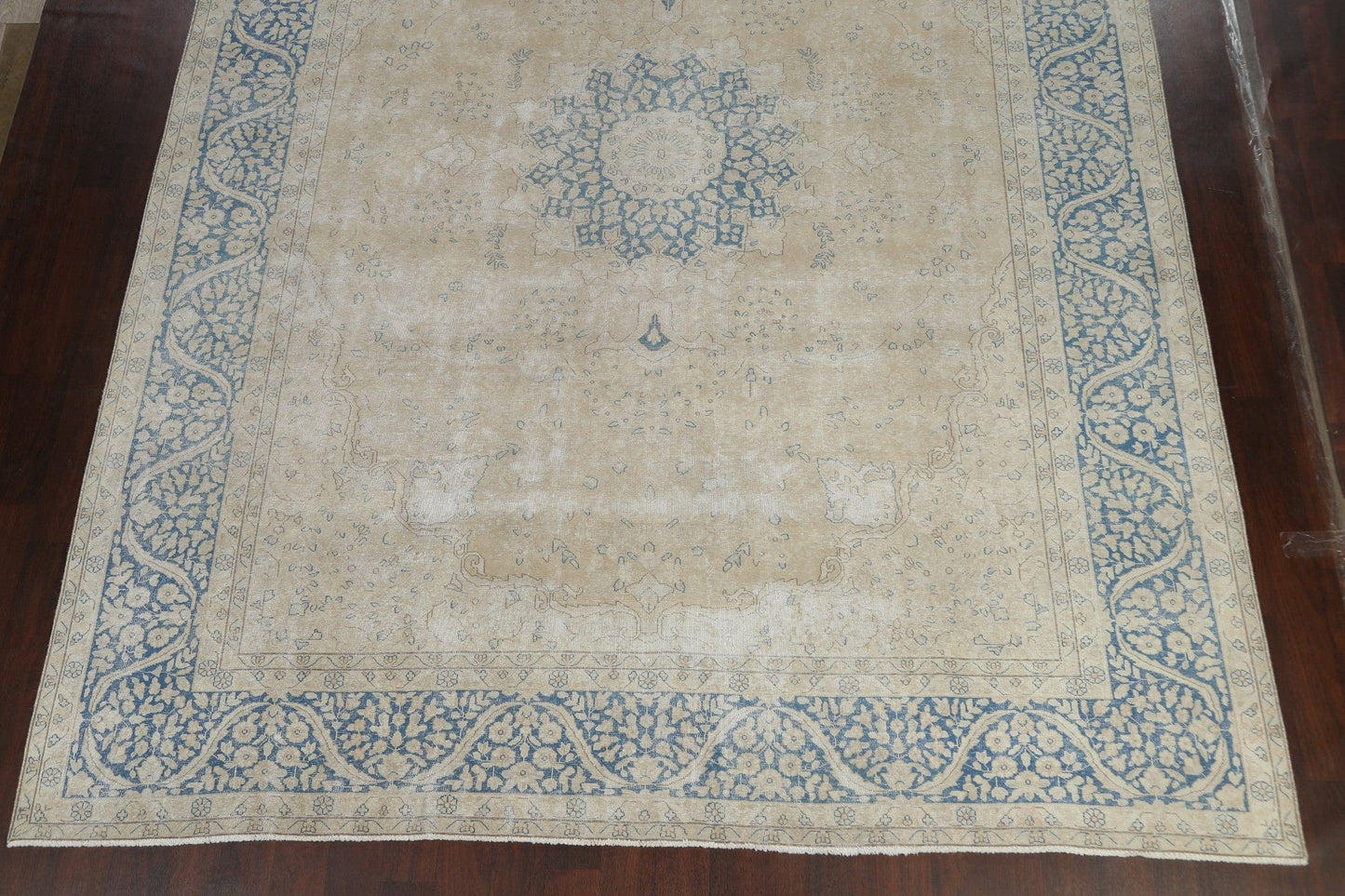 Muted Distressed Kerman Persian Area Rug 10x13