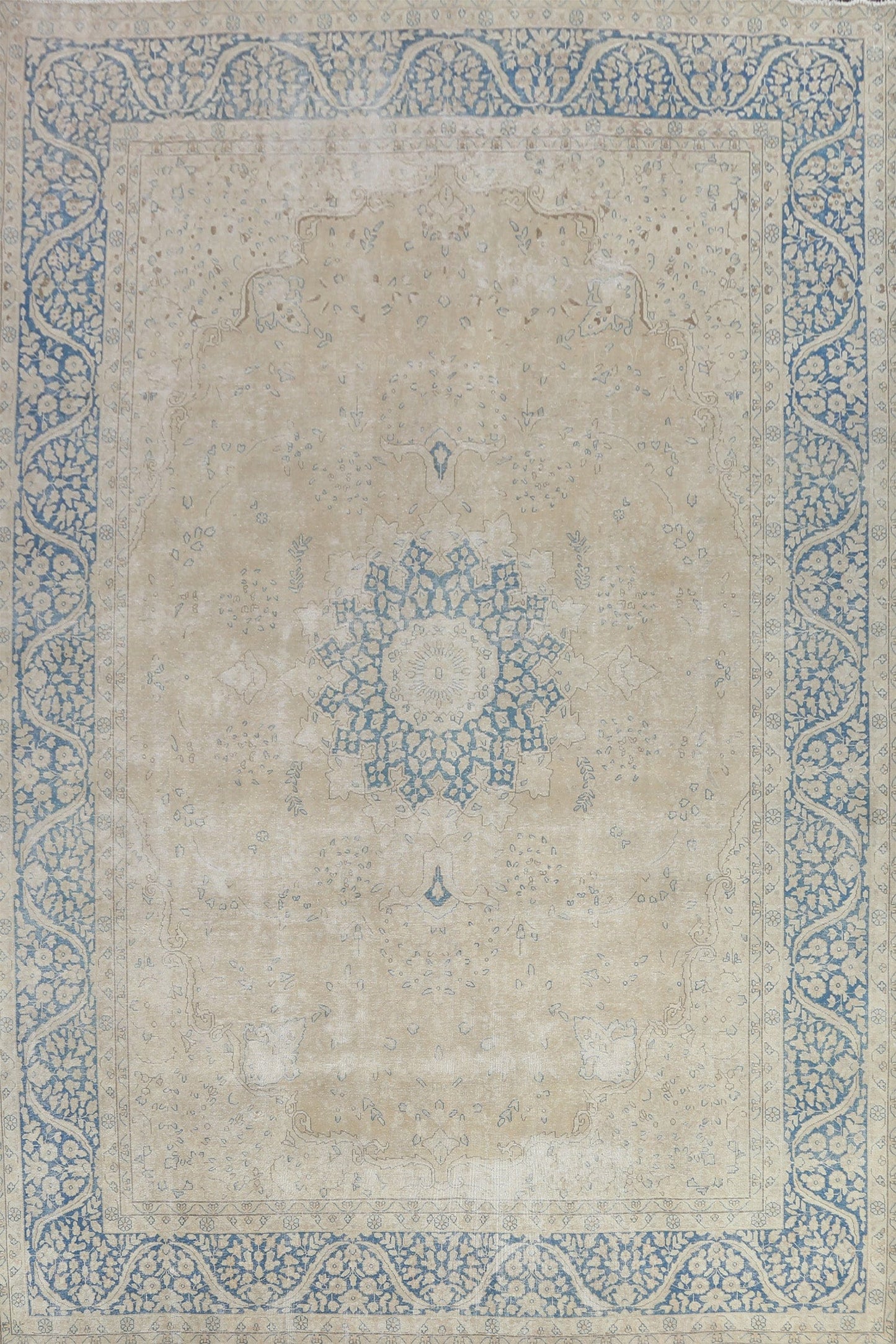 Muted Distressed Kerman Persian Area Rug 10x13