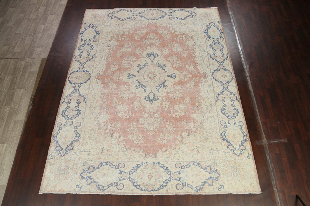 Muted Distressed Kerman Persian Area Rug 10x13