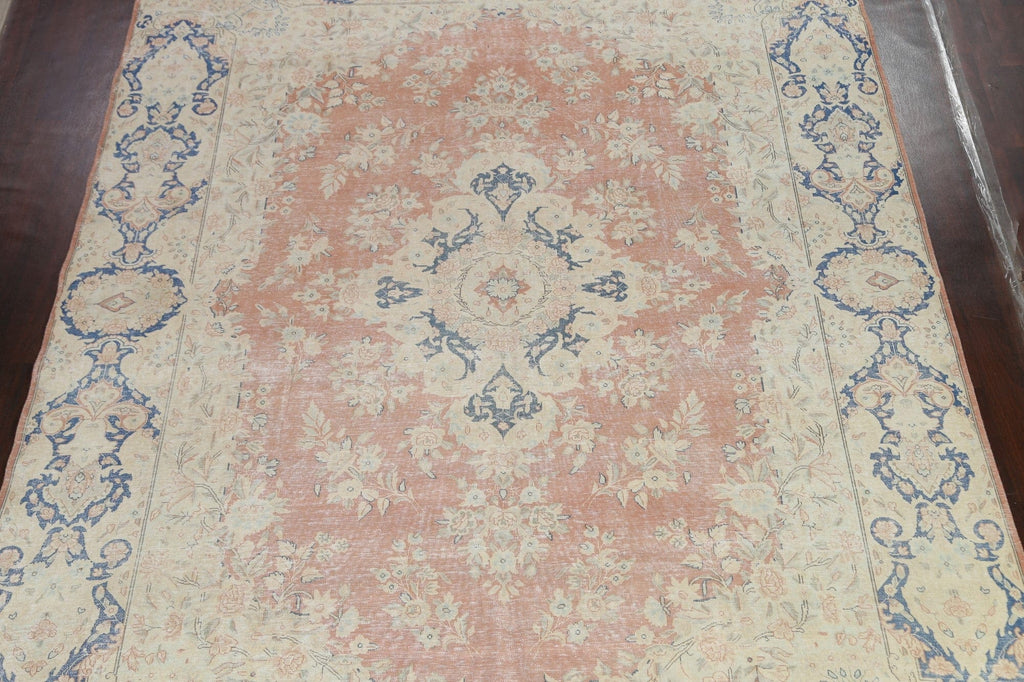 Muted Distressed Kerman Persian Area Rug 10x13