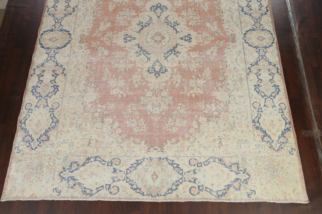 Muted Distressed Kerman Persian Area Rug 10x13