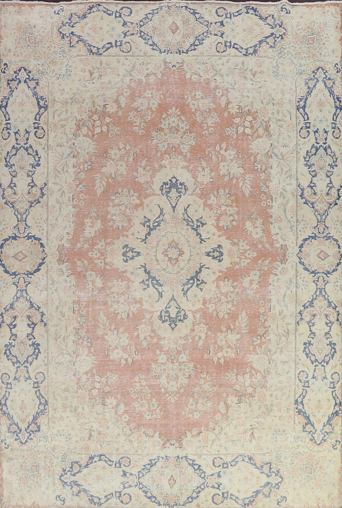 Muted Distressed Kerman Persian Area Rug 10x13