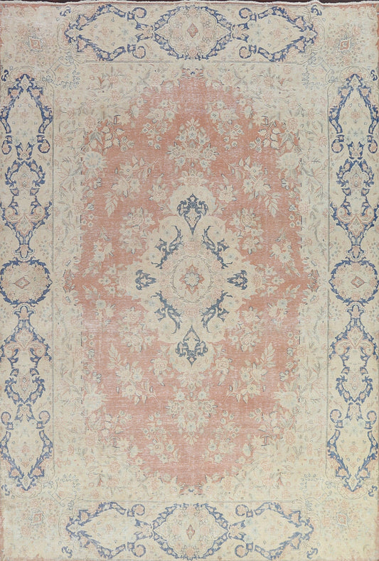 Muted Distressed Kerman Persian Area Rug 10x13