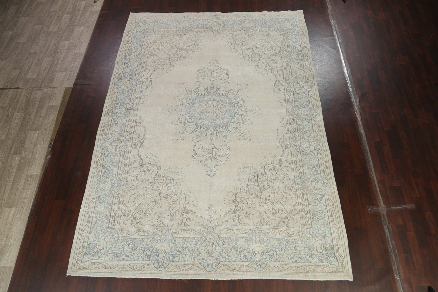 Muted Distressed Kerman Persian Area Rug 9x13