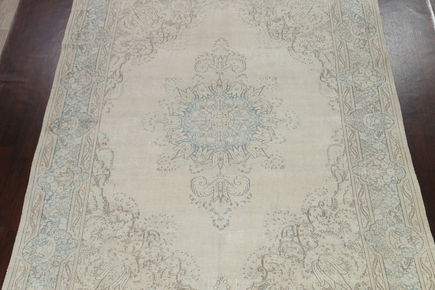 Muted Distressed Kerman Persian Area Rug 9x13