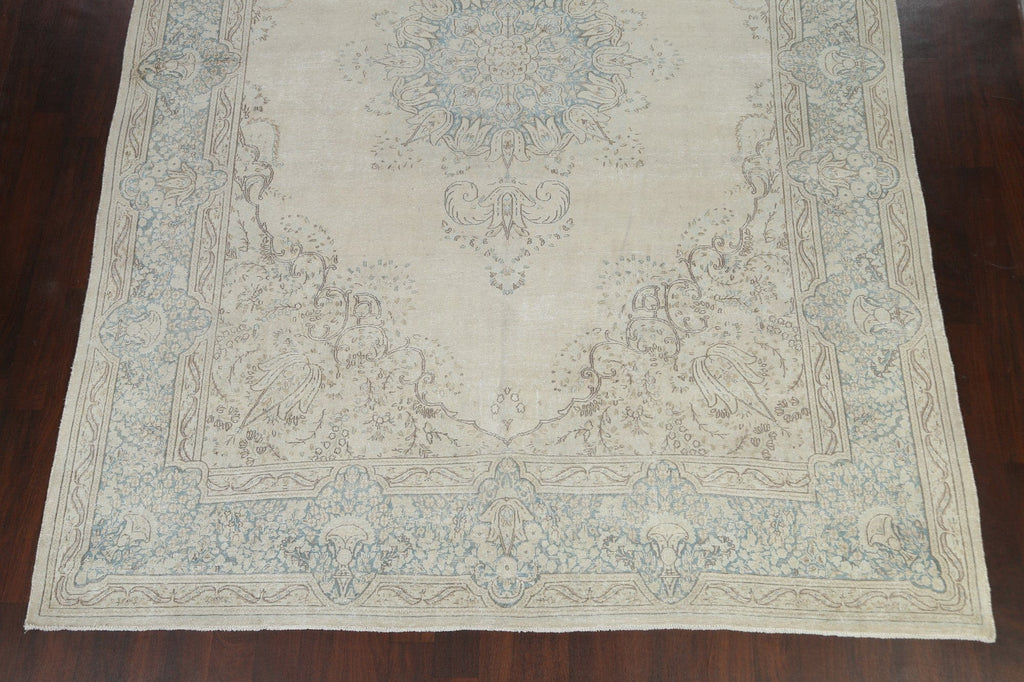 Muted Distressed Kerman Persian Area Rug 9x13