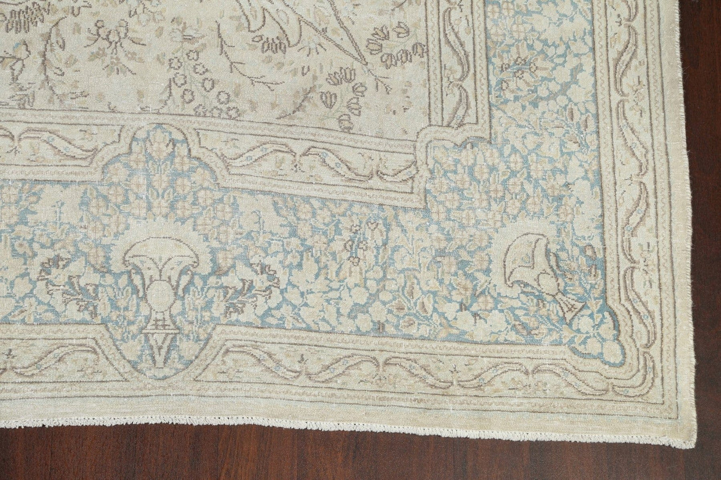 Muted Distressed Kerman Persian Area Rug 9x13