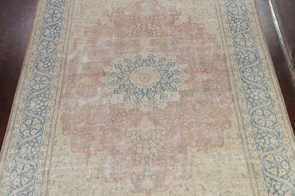 Muted Distressed Kerman Persian Area Rug 10x13