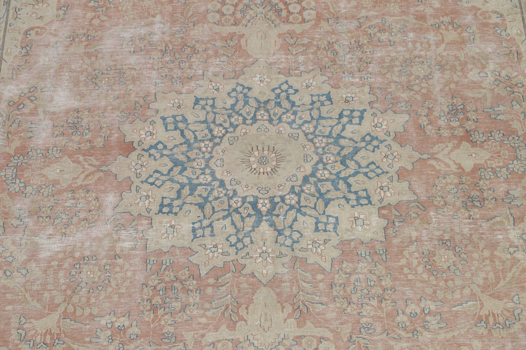 Muted Distressed Kerman Persian Area Rug 10x13