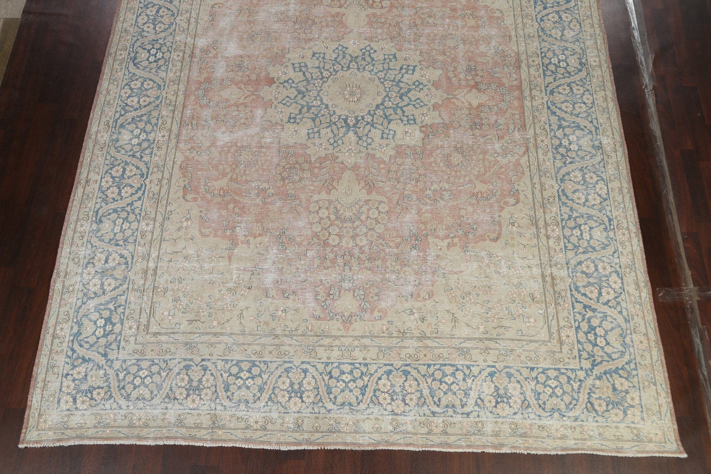 Muted Distressed Kerman Persian Area Rug 10x13