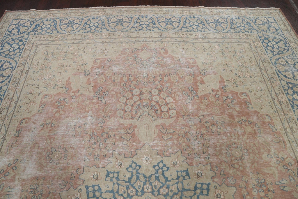 Muted Distressed Kerman Persian Area Rug 10x13