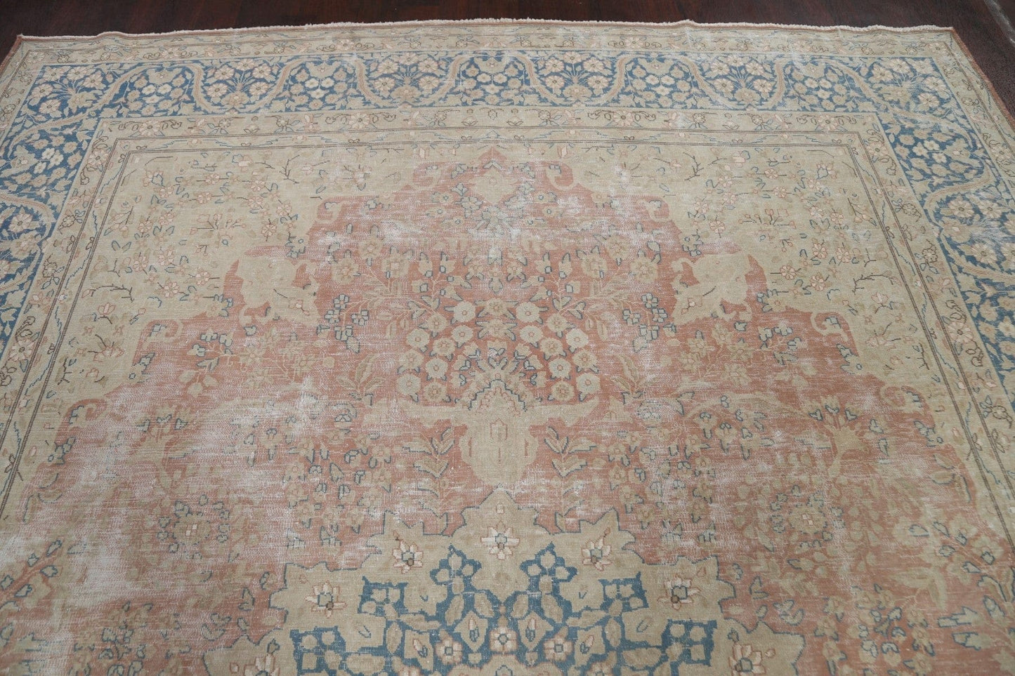 Muted Distressed Kerman Persian Area Rug 10x13