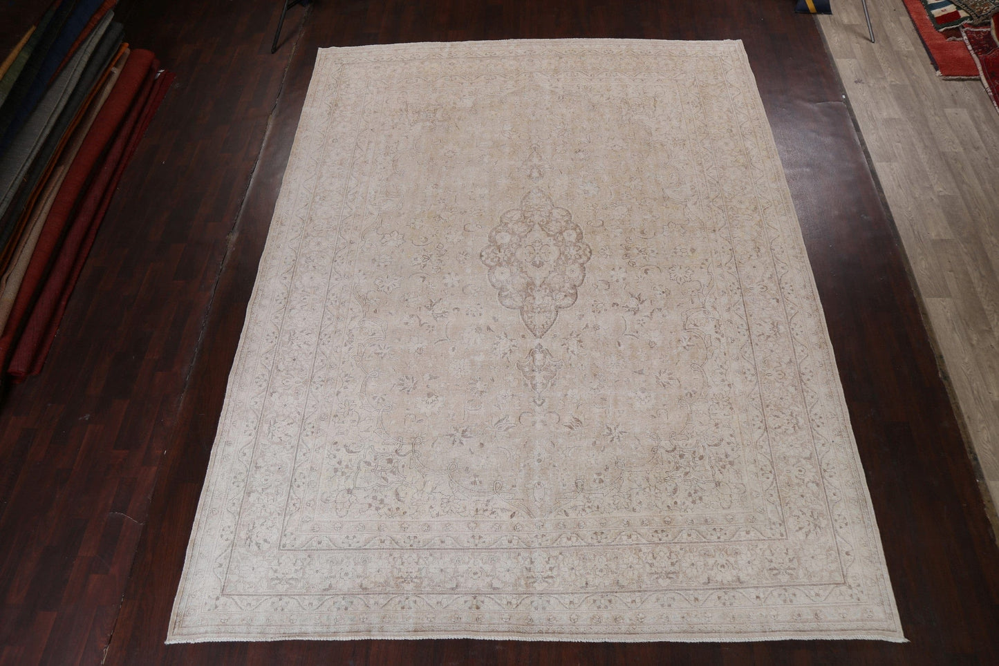 Muted Distressed Kerman Persian Area Rug 10x13