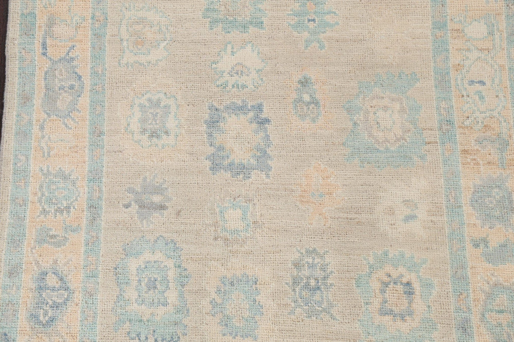 Muted Hand-Knotted Oushak Turkish Wool Rug 4x6