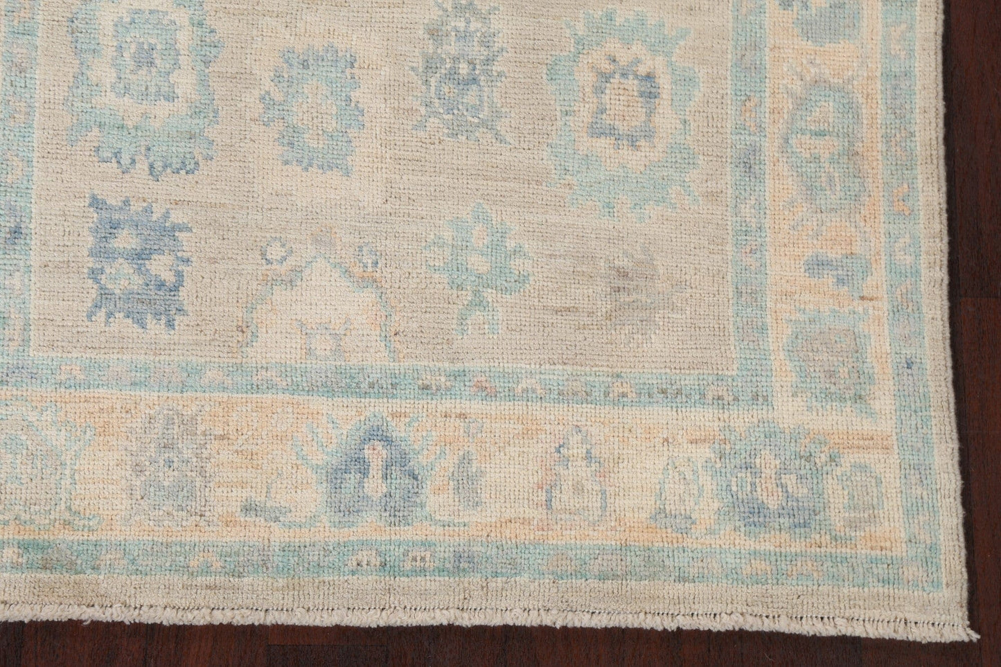 Muted Hand-Knotted Oushak Turkish Wool Rug 4x6