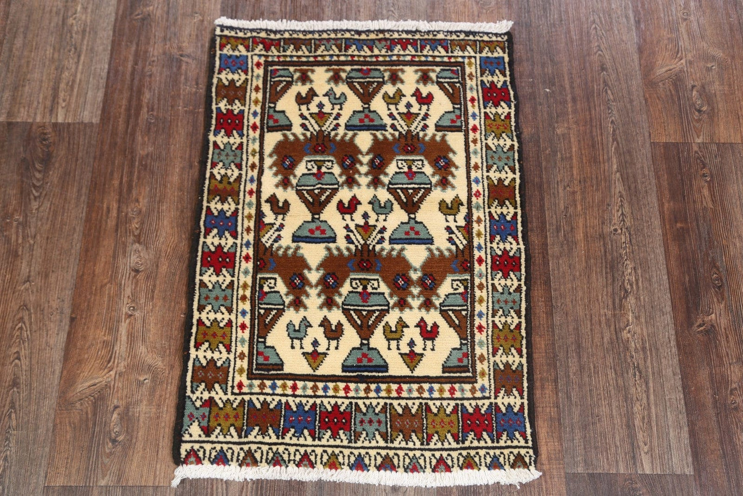 Tribal Ivory Hamedan Malayer Persian Wool Rug 2x3