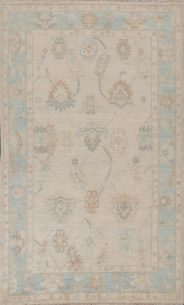 Hand-Knotted Oushak Turkish Area Rug 5x8