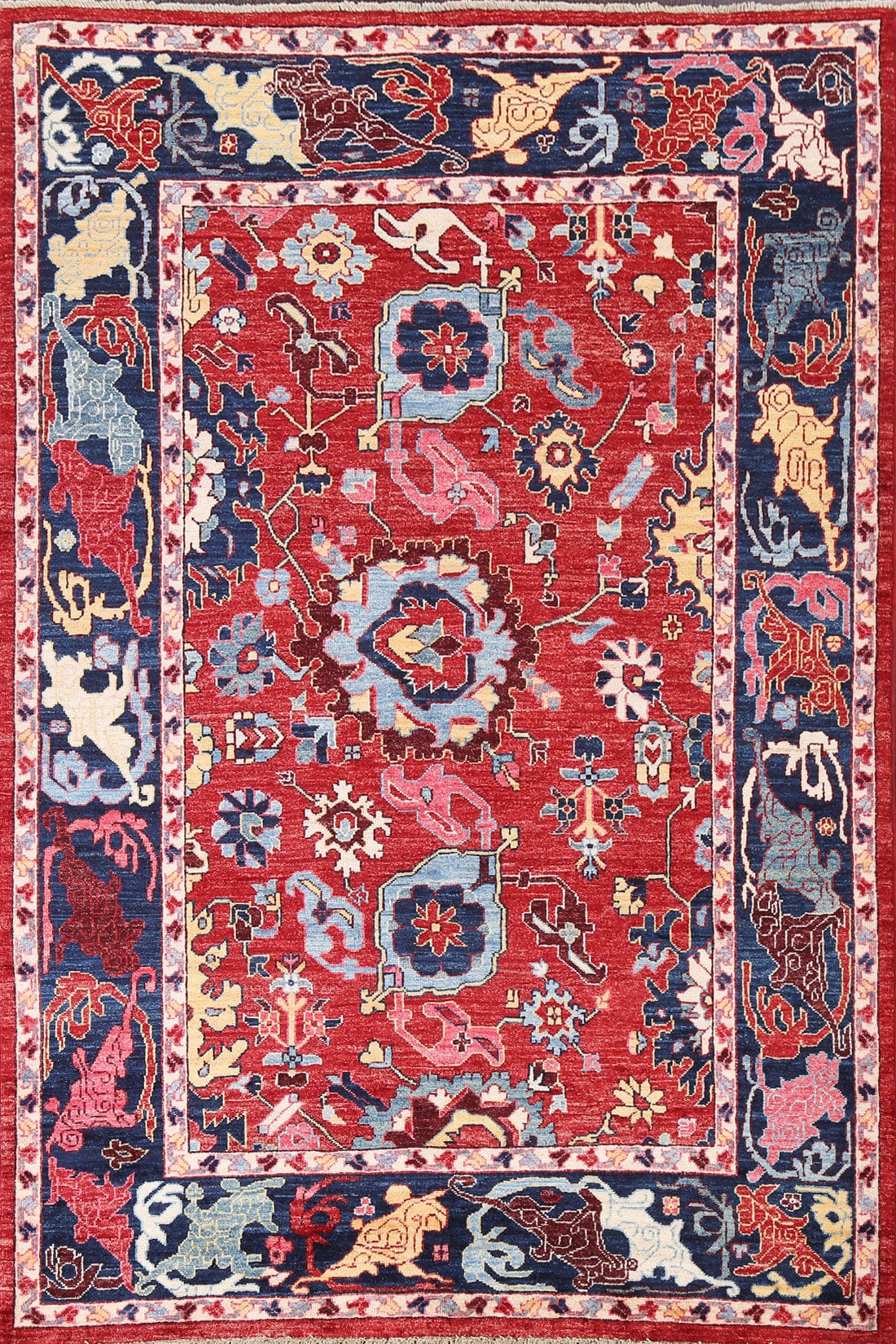 Vegetable Dye Ziegler Hand-Knotted Area Rug 5x7