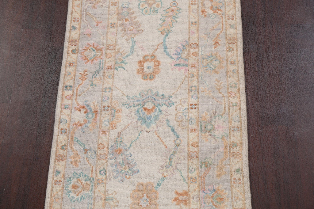 Muted Oushak Wool Oriental Runner Rug 2x10