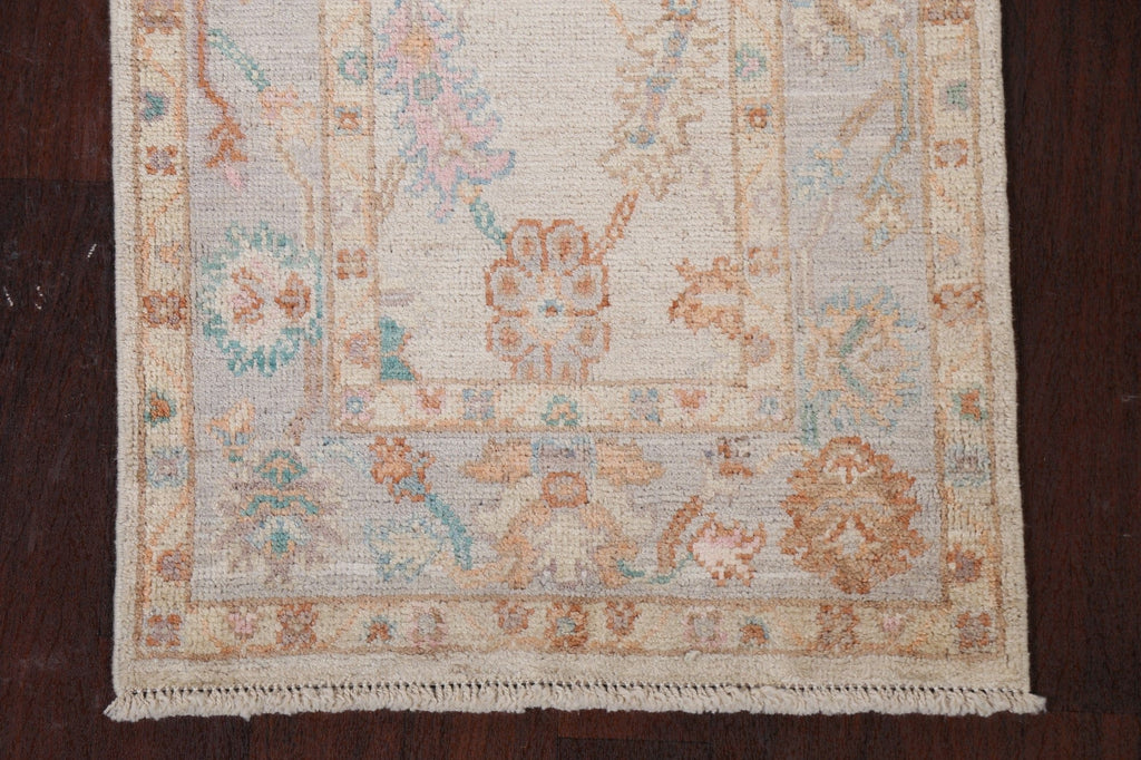 Muted Oushak Wool Oriental Runner Rug 2x10