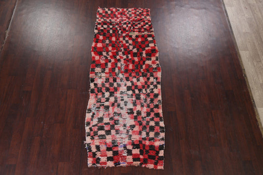 Checkered Moroccan Runner Rug 3x9