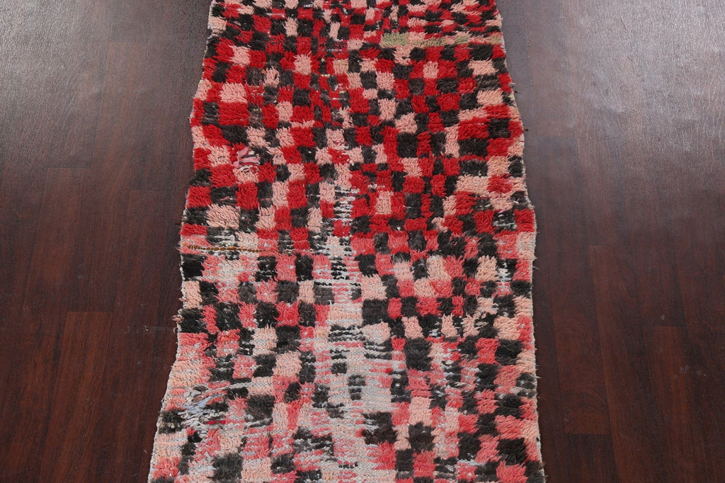 Checkered Moroccan Runner Rug 3x9