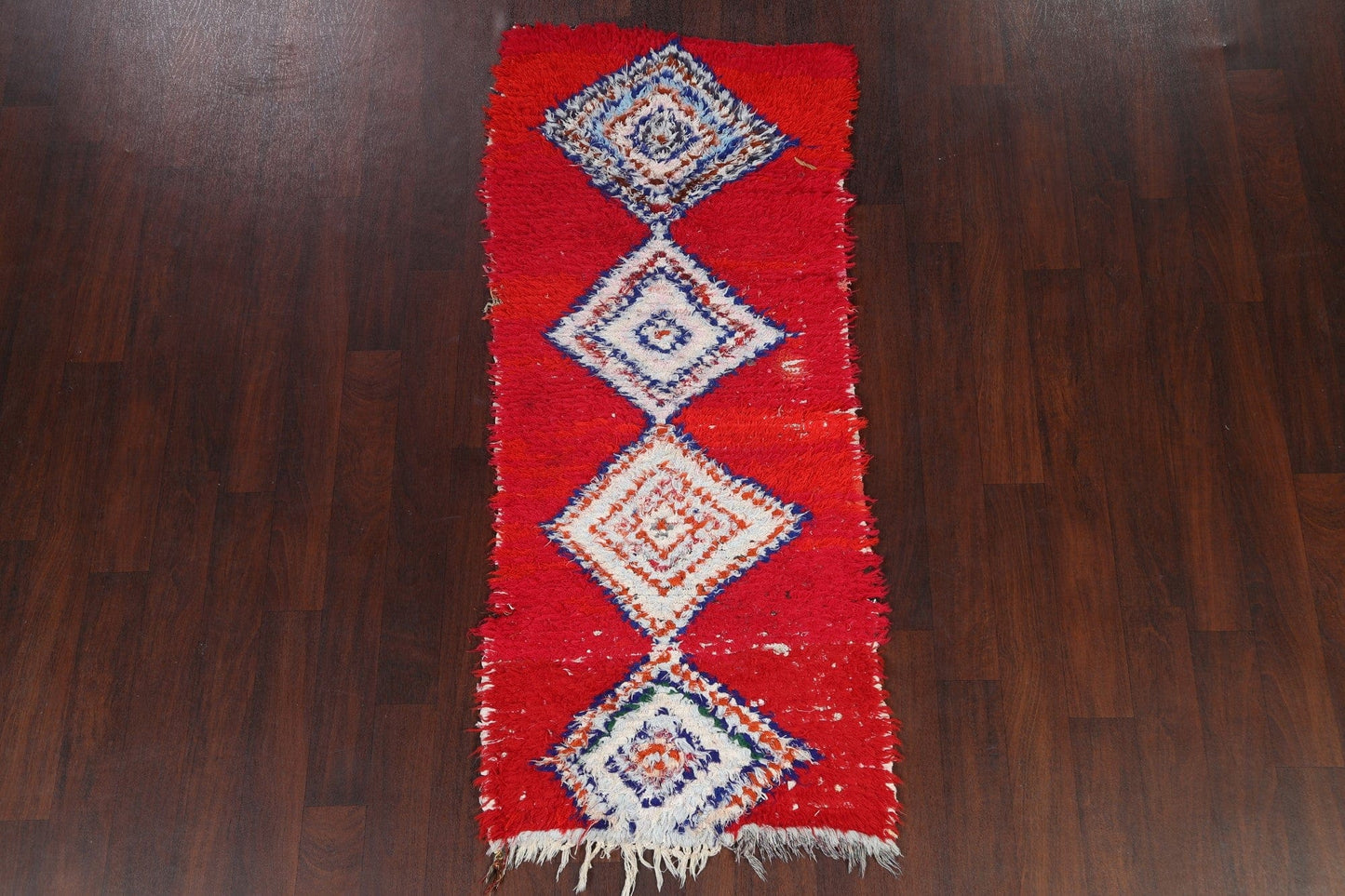 Red Moroccan Wool Rug 3x6