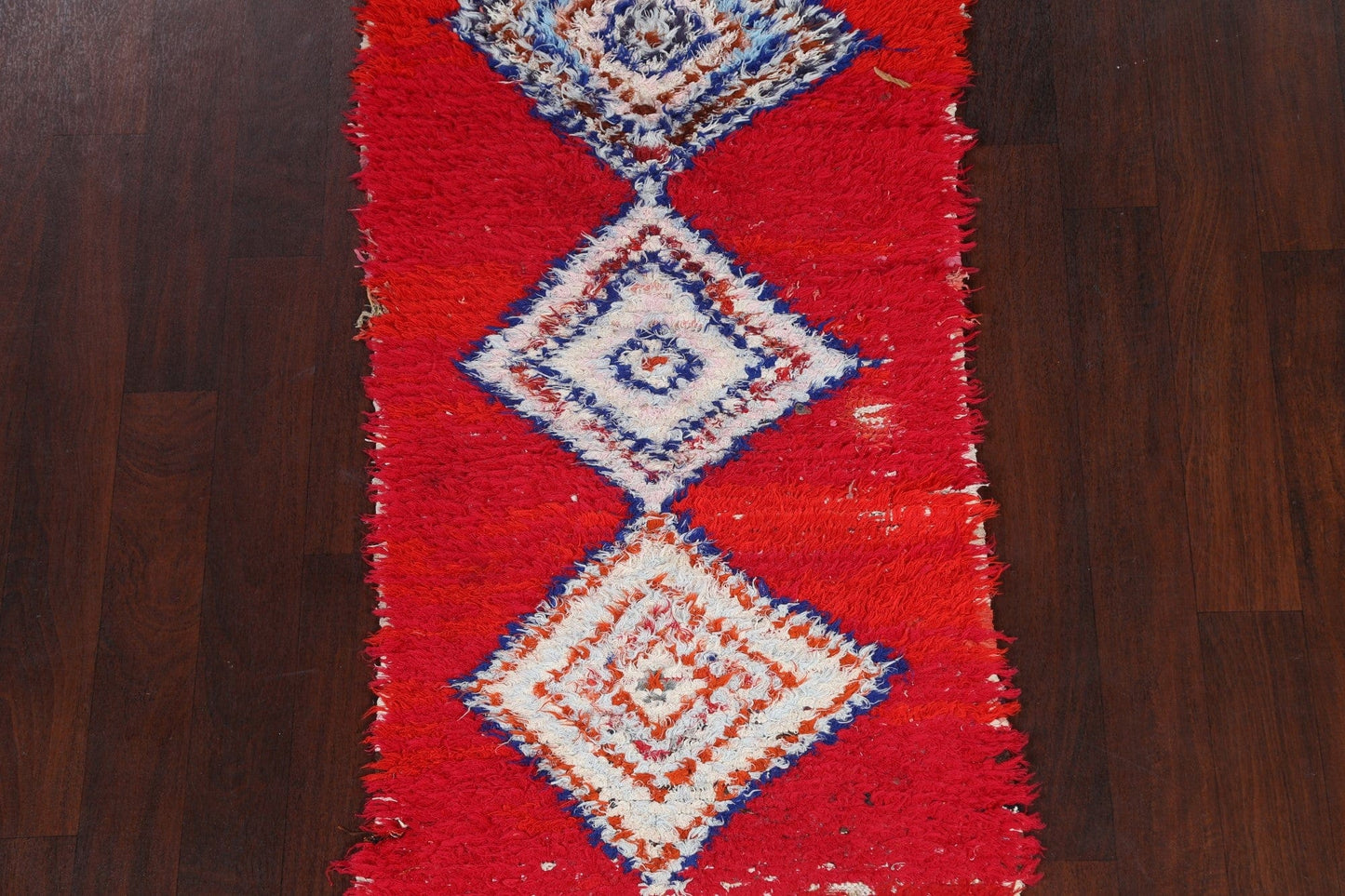 Red Moroccan Wool Rug 3x6