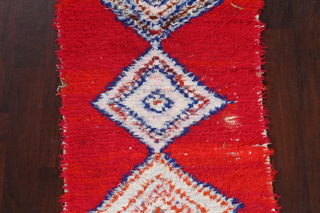 Red Moroccan Wool Rug 3x6