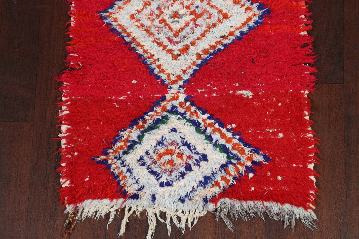 Red Moroccan Wool Rug 3x6