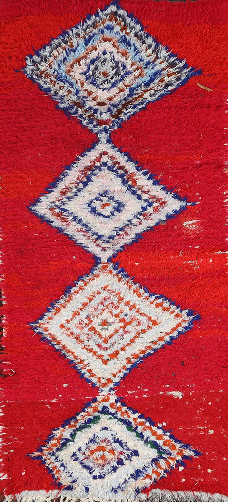 Red Moroccan Wool Rug 3x6