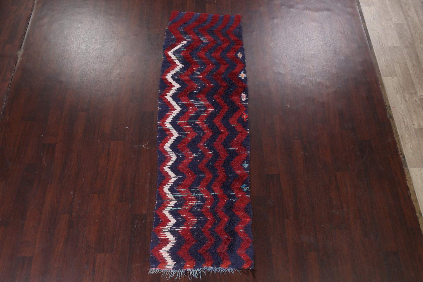 Chevron Moroccan Wool Runner Rug 3x9