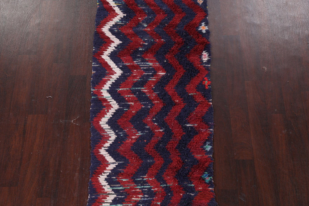 Chevron Moroccan Wool Runner Rug 3x9