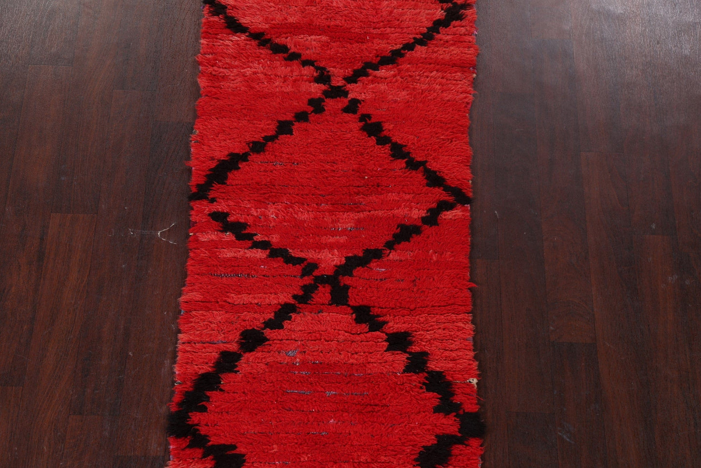 Vintage Moroccan Red Runner Rug 3x7