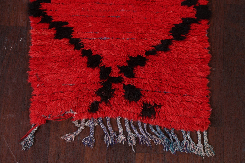 Vintage Moroccan Red Runner Rug 3x7