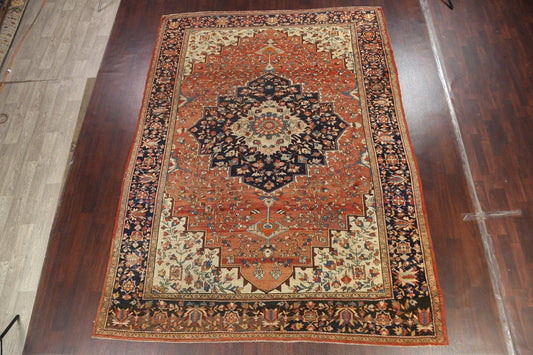 Antique Vegetable Dye Sarouk Farahan Persian Rug 9x11