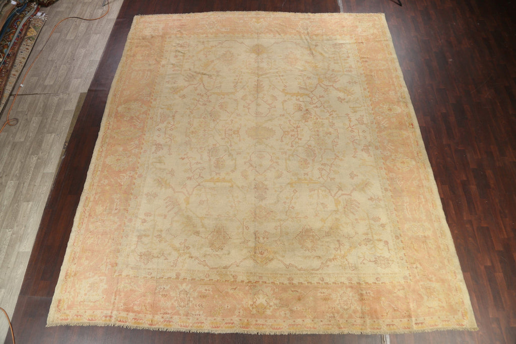 Pre-1900 Antique Vegetable Dye Oushak Large Rug 14x15