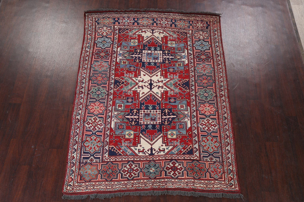 Handmade Kazak Wool Area Rug 5x8