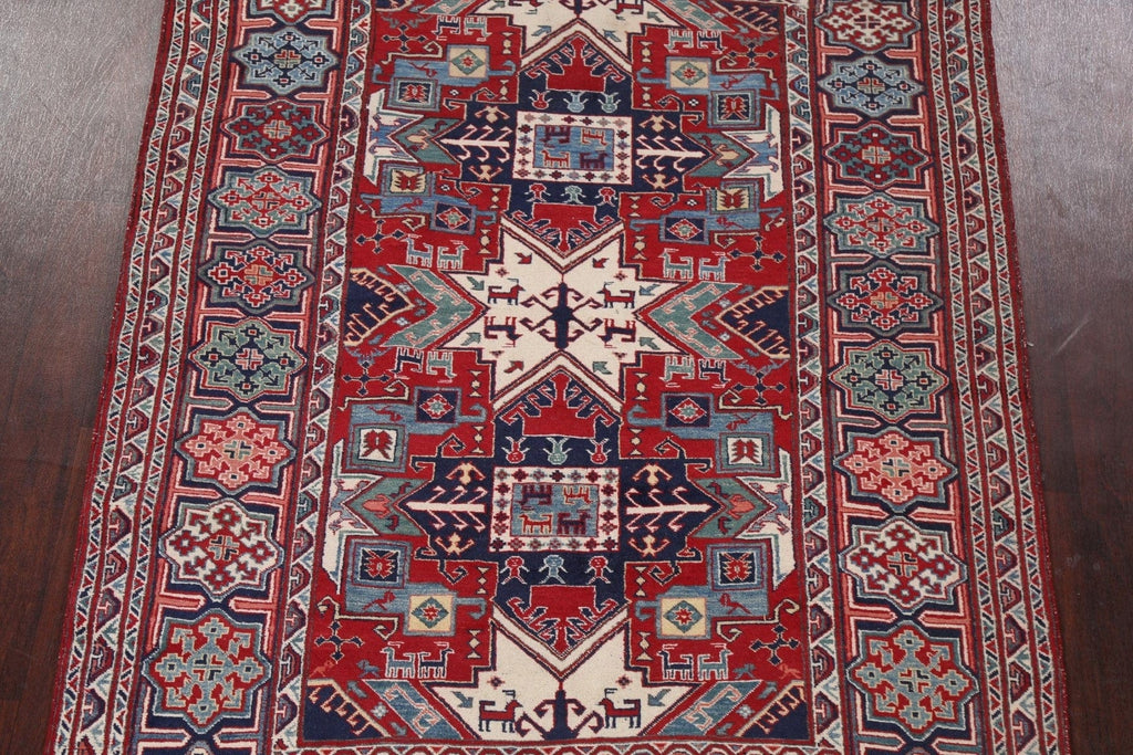 Handmade Kazak Wool Area Rug 5x8